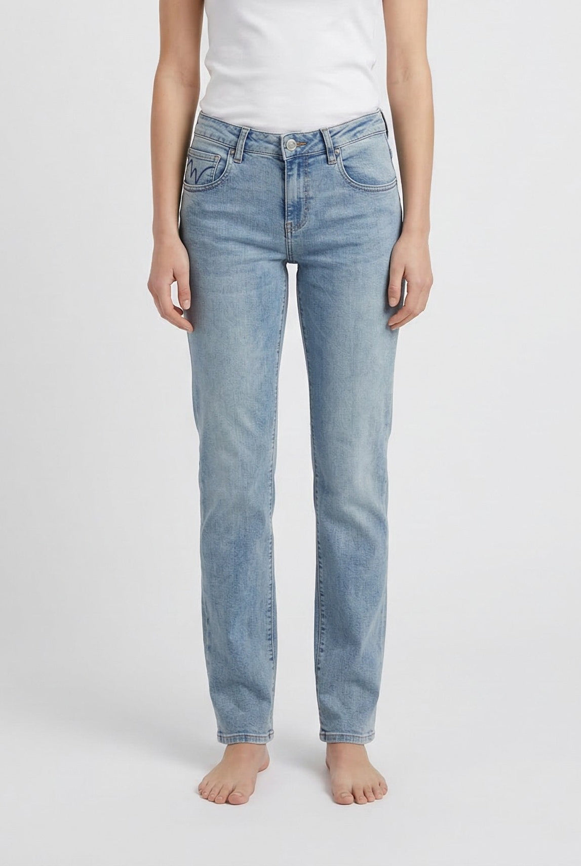 Jeans Donna Straight Slim Fit Denim Chiaro – Vita Media, Linea Essenziale