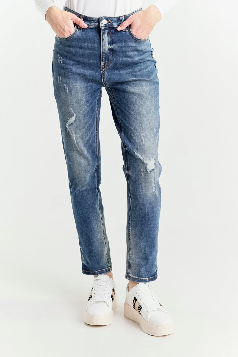 Jeans Mom Blu A Vita Regolare