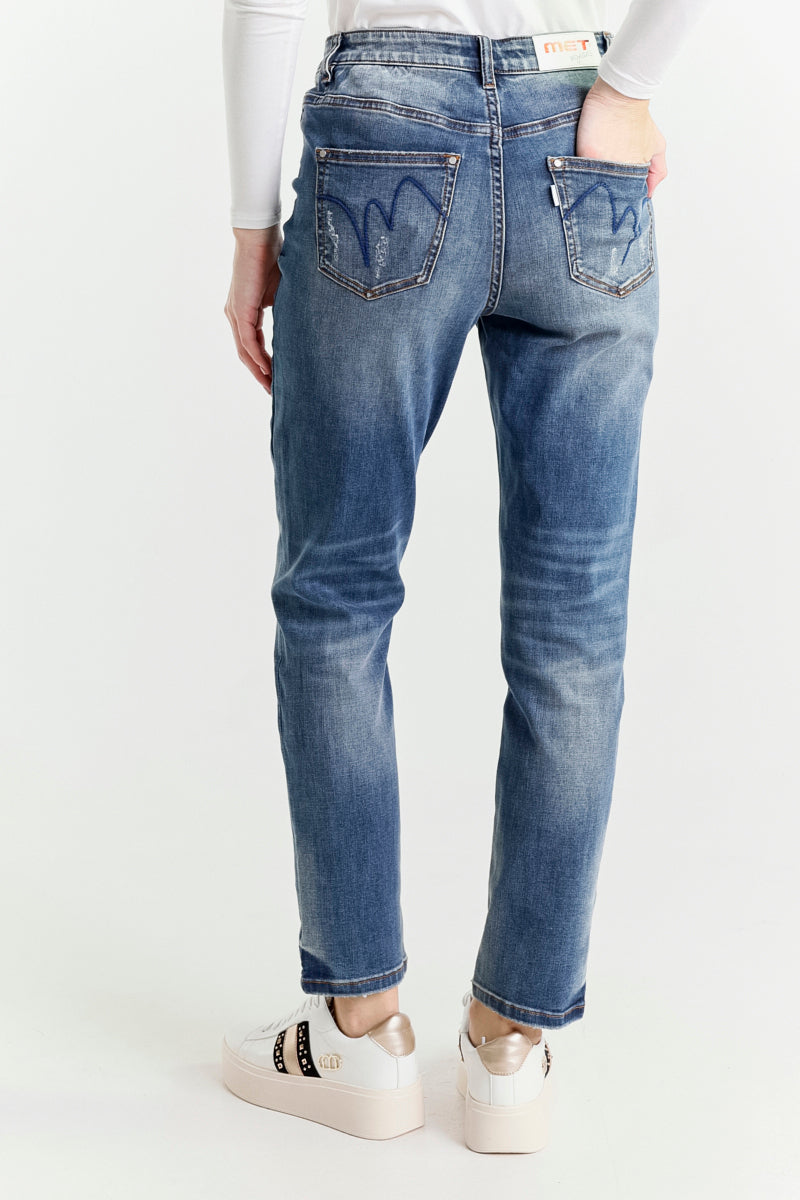 Jeans Mom Blu A Vita Regolare
