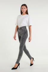 High-Waisted Grey Cara Skinny Jeans