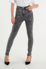 High-Waisted Grey Cara Skinny Jeans