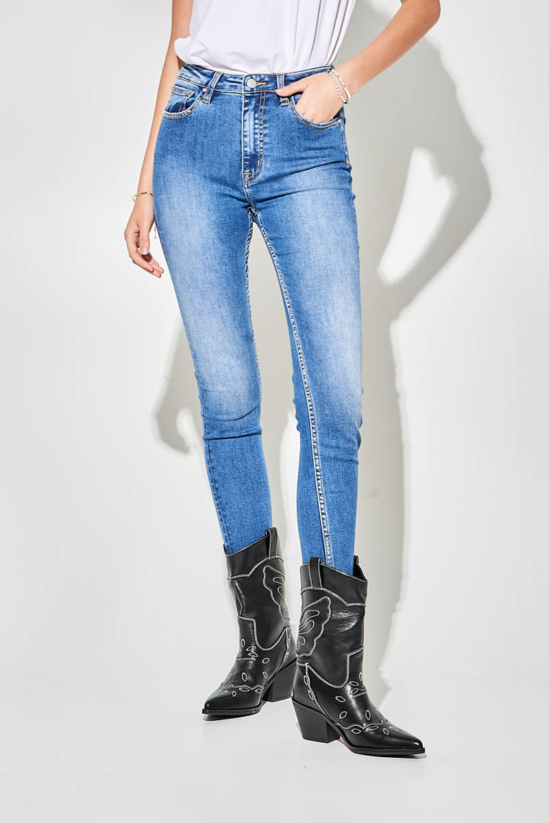 Jeans Skinny Blu a Vita Alta