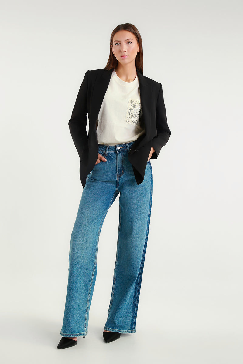Jeans Chloé Wide Leg Blu Medio a Vita Alta