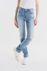 PANTALONE DENIM SKINNY CON STRASS