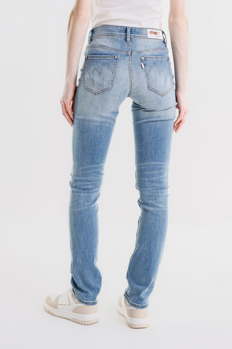 PANTALONE DENIM SKINNY CON STRASS