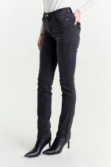 Black Regular Waist Straight Leg Jeans