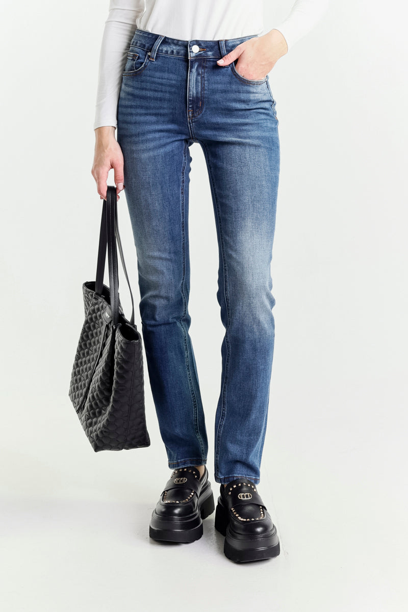 Jeans Gamba Dritta Blu Vita Regolare