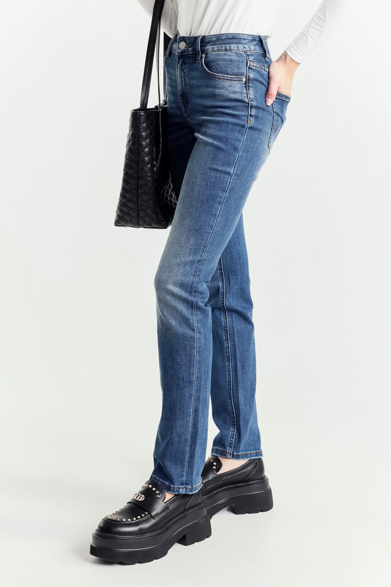 Jeans Gamba Dritta Blu Vita Regolare