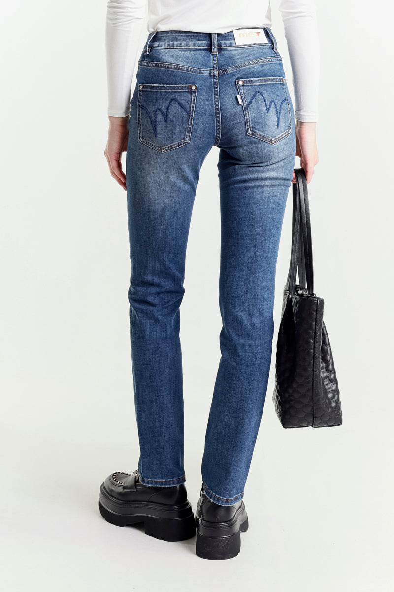 Jeans Gamba Dritta Blu Vita Regolare