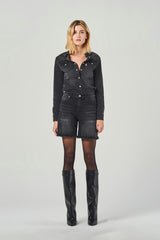 Camicia Denim Nera Maniche Lunghe