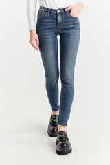Mid-Blue Regular-Fit Skinny Jeans