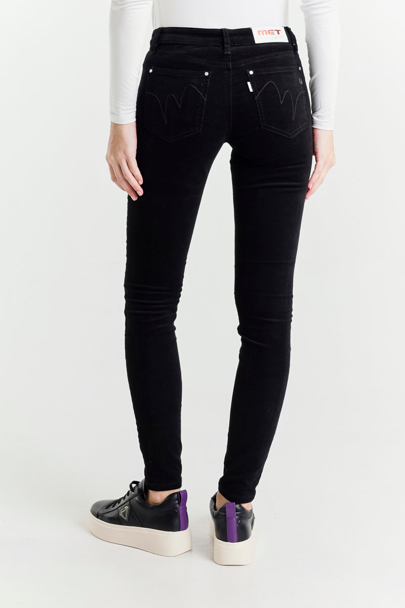 Pantaloni Skinny Nero a Vita Regolare