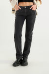 Black washed straight-fit jeans