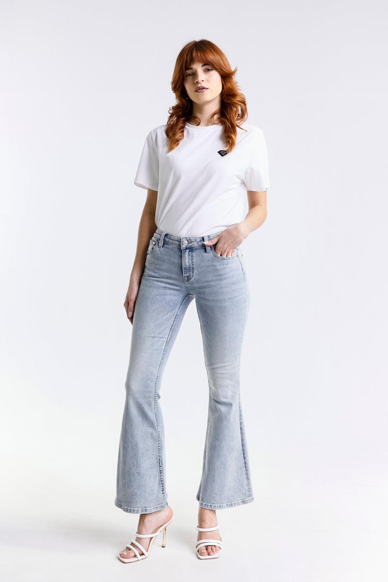 JEANS SUPER FLAIR CROPPED MARMORIZZATO