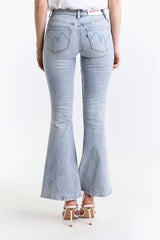 JEANS SUPER FLAIR CROPPED MARMORIZZATO