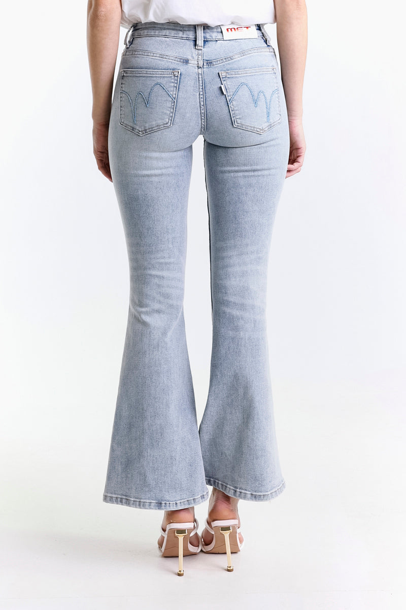 JEANS SUPER FLAIR CROPPED MARMORIZZATO