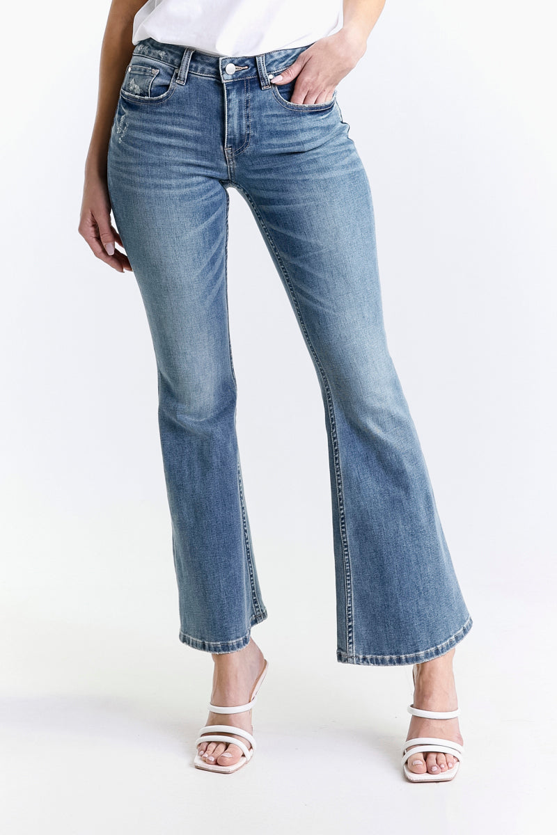 JEANS SUPER FLAIR CROPPED LAVAGGIO MEDIO