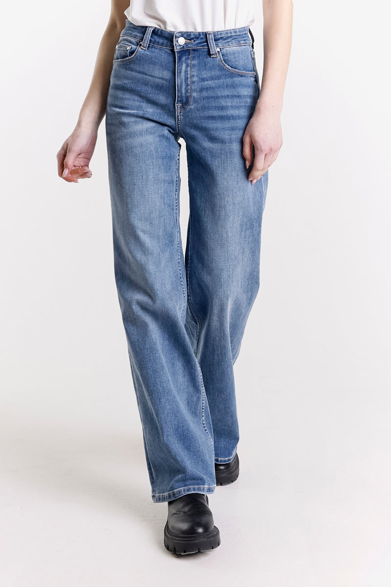 JEANS WIDE LEG VITA REGOLARE LAVAGGIO MEDIO