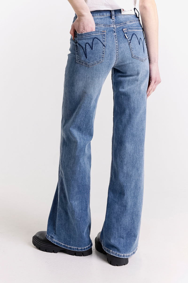 JEANS WIDE LEG VITA REGOLARE LAVAGGIO MEDIO
