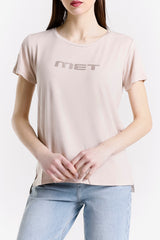 T-SHIRT GIROCOLLO LOGO STRASS