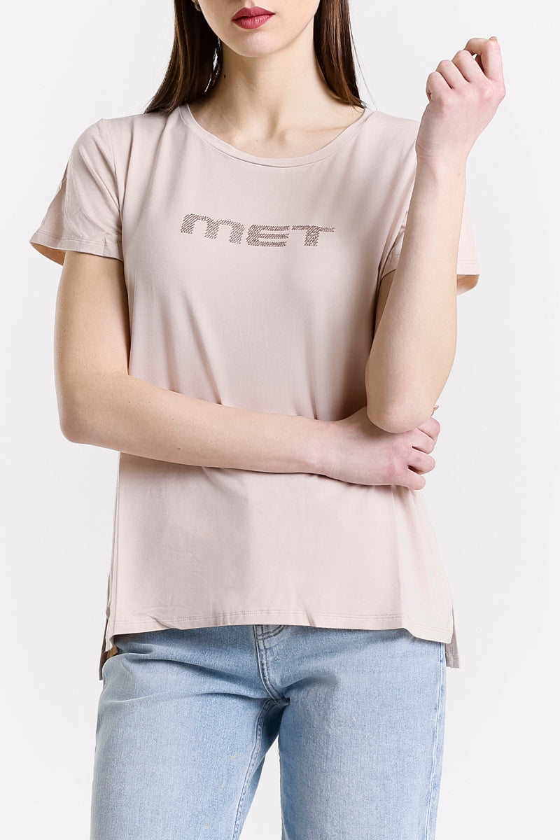 T-SHIRT GIROCOLLO LOGO STRASS