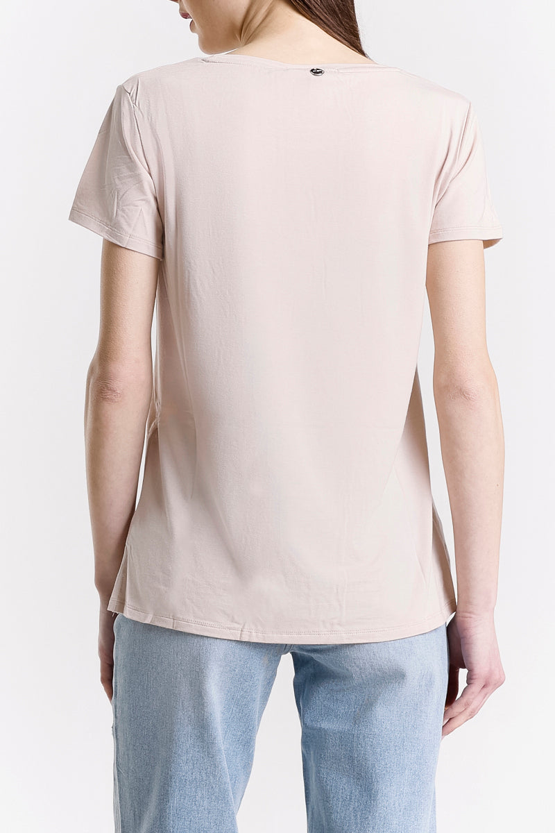 T-SHIRT GIROCOLLO LOGO STRASS