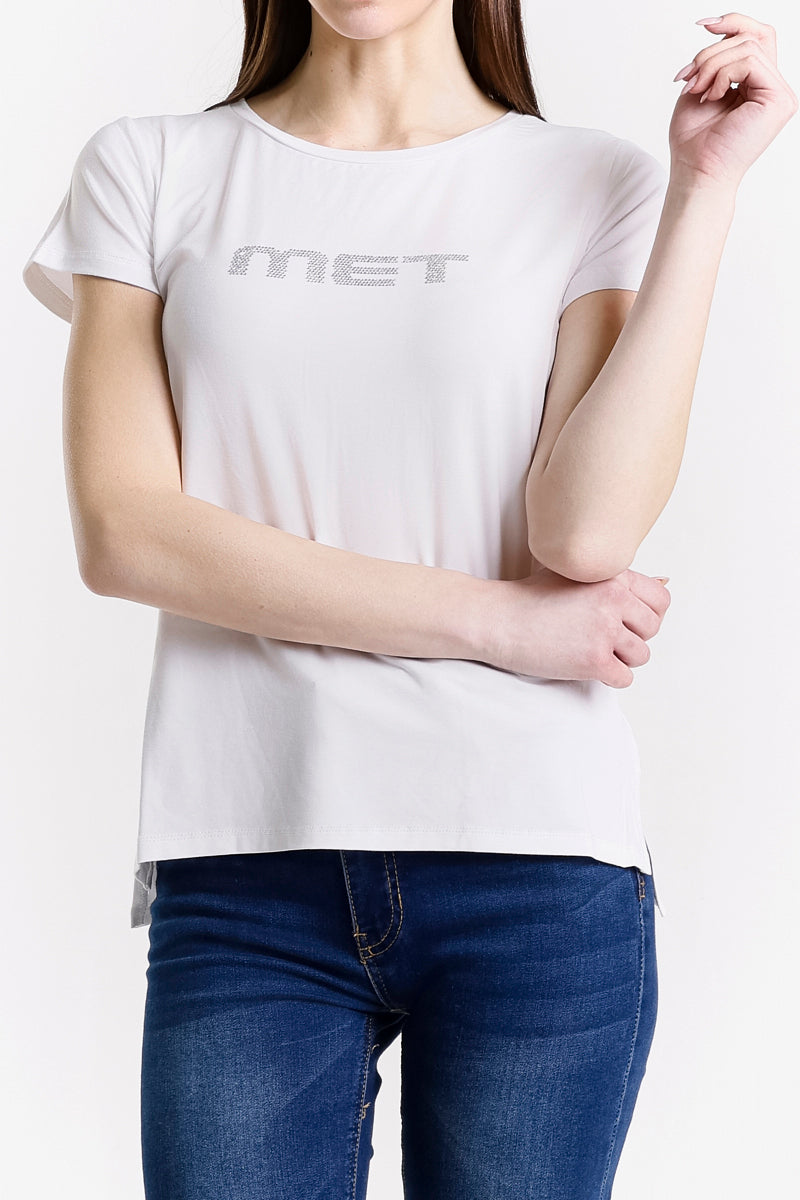 T-SHIRT GIROCOLLO LOGO STRASS