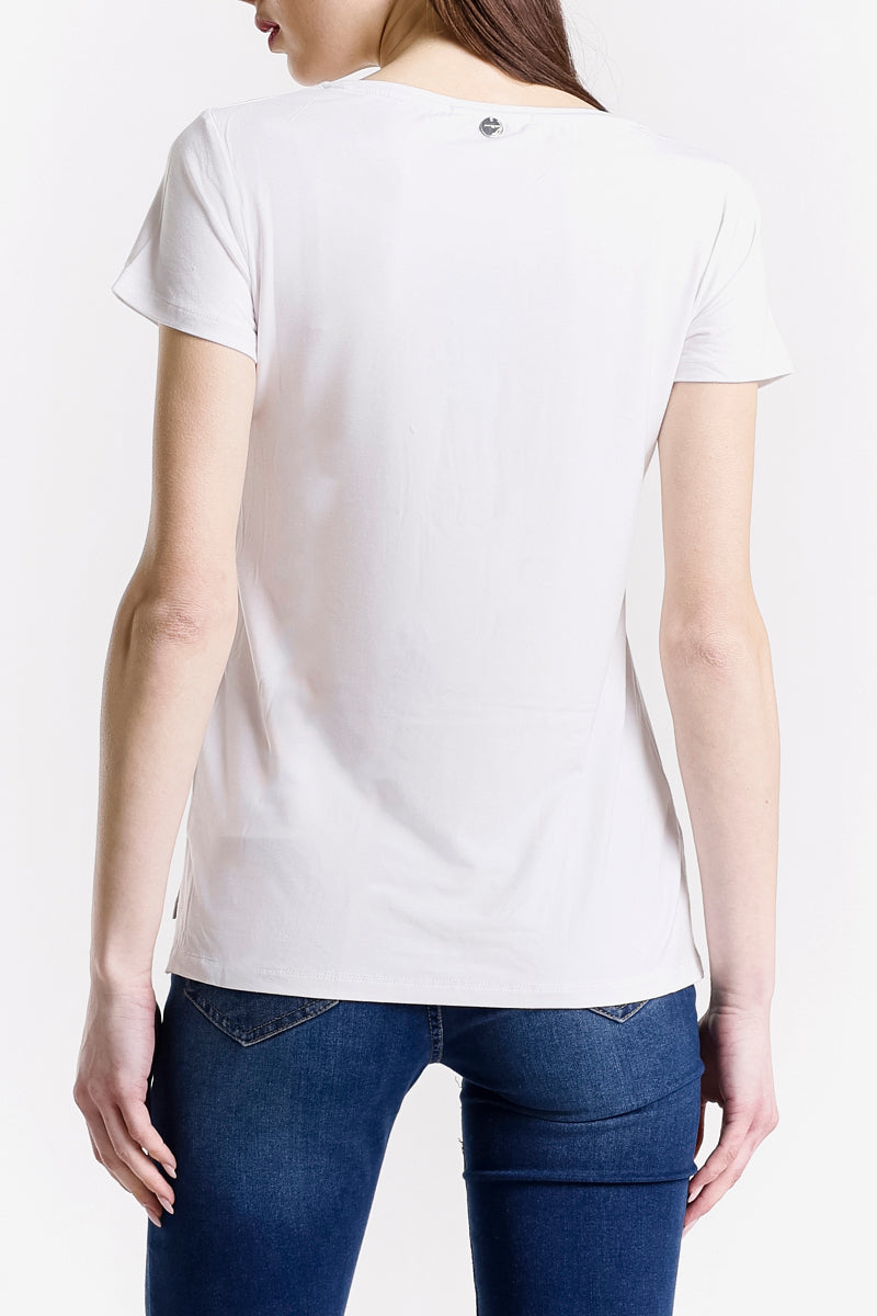 T-SHIRT GIROCOLLO LOGO STRASS