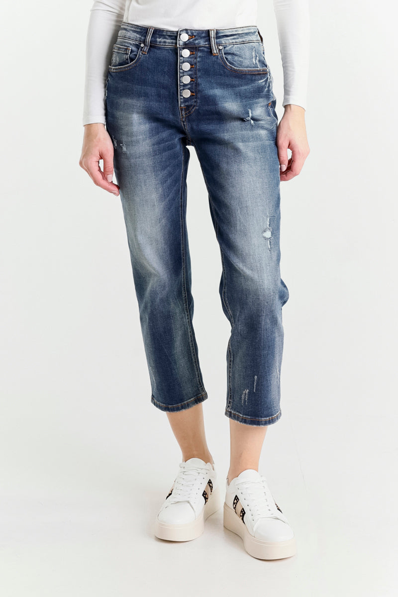 Jeans Gamba Dritta Blu Vita Regolare
