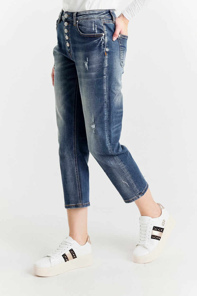 Jeans Gamba Dritta Blu Vita Regolare