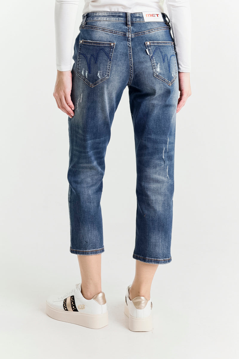 Jeans Gamba Dritta Blu Vita Regolare