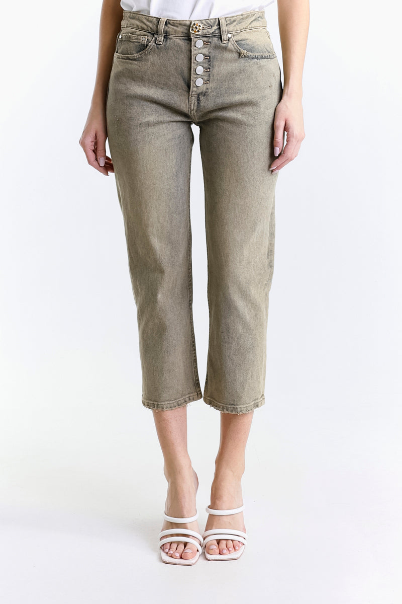 JEANS MOM FIT VITA ALTA MARMORIZZATO