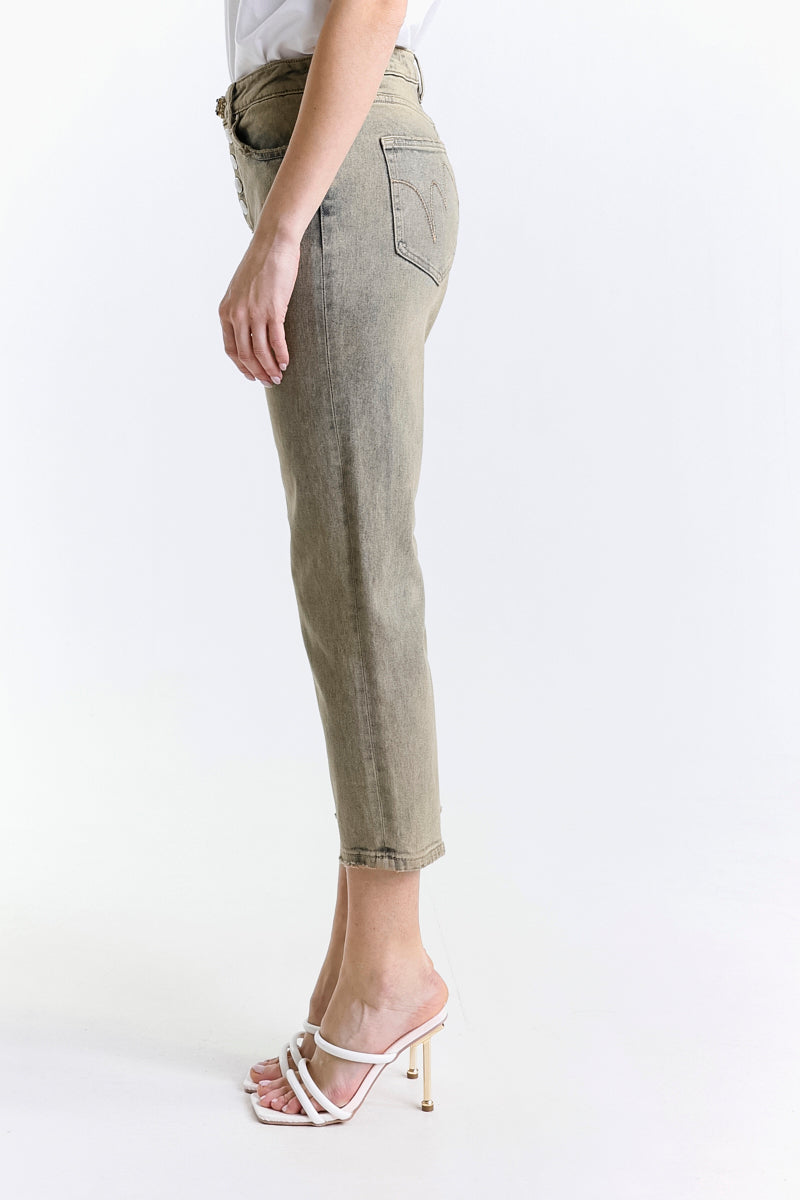 JEANS MOM FIT VITA ALTA MARMORIZZATO