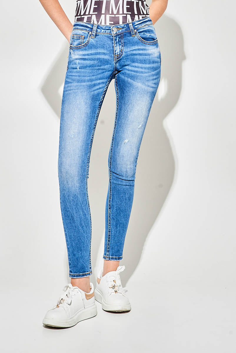 Jeans Skinny Blu a Vita Bassa