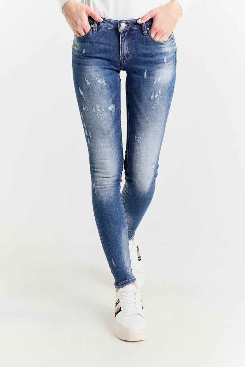 Jeans Skinny Blu a Vita Regolare