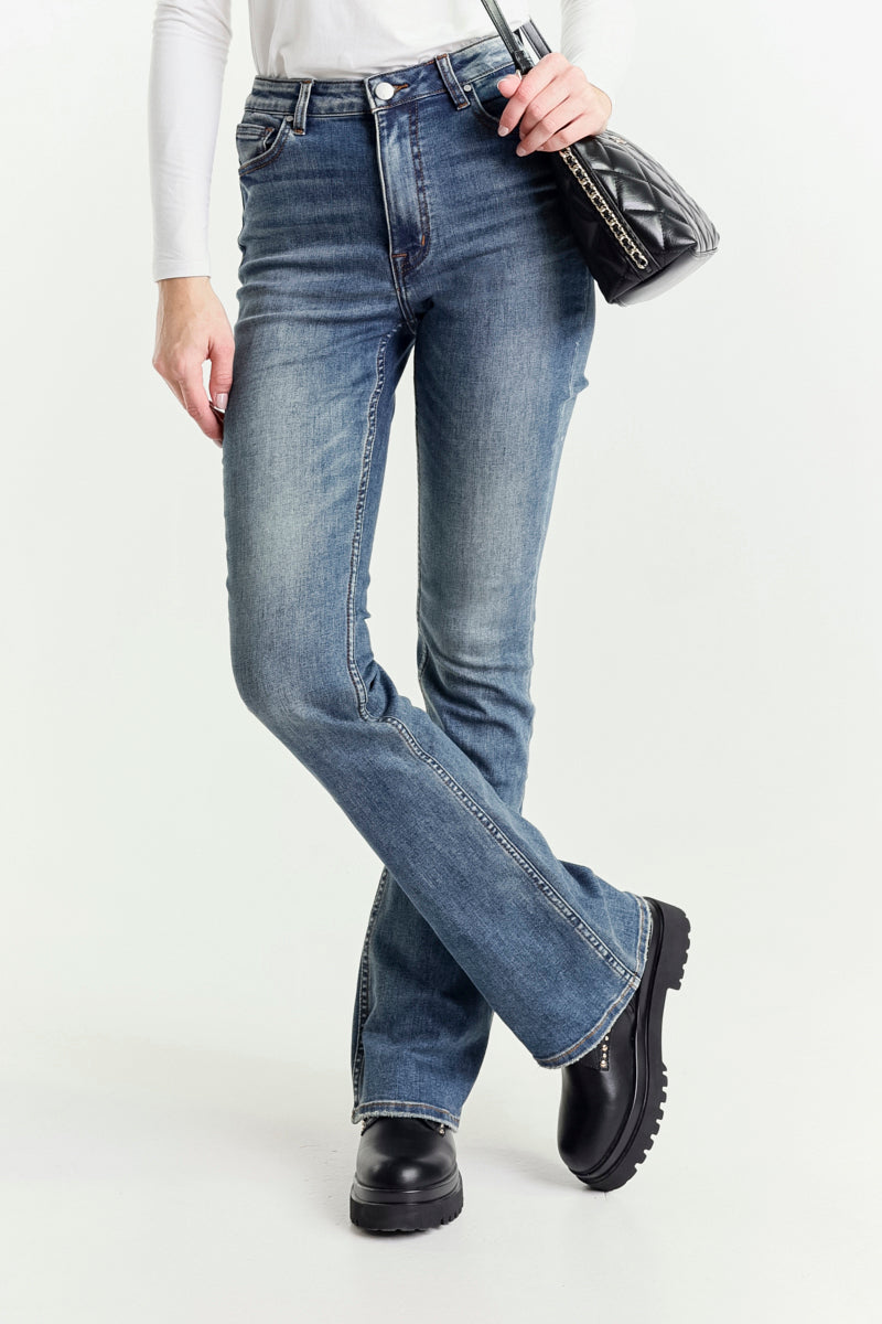 Jeans a Zampa Blu Vita Regolare