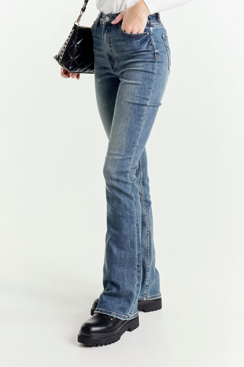 Jeans a Zampa Blu Vita Regolare