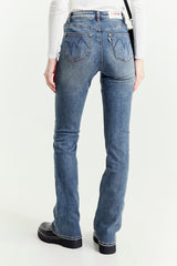 Jeans a Zampa Blu Vita Regolare