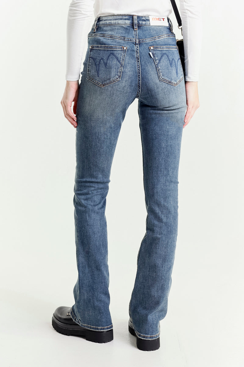Jeans a Zampa Blu Vita Regolare