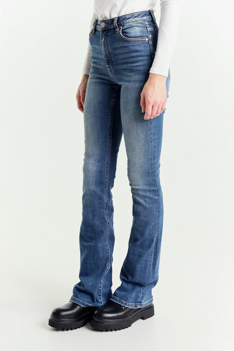 Jeans a Zampa Blu Vita Regolare
