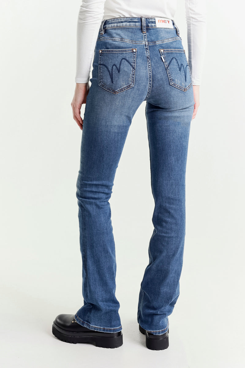 Jeans a Zampa Blu Vita Regolare