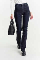 Jeans a Zampa Nero a Vita Regolare