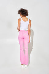 Pantaloni Colorati a Zampa a Vita Alta