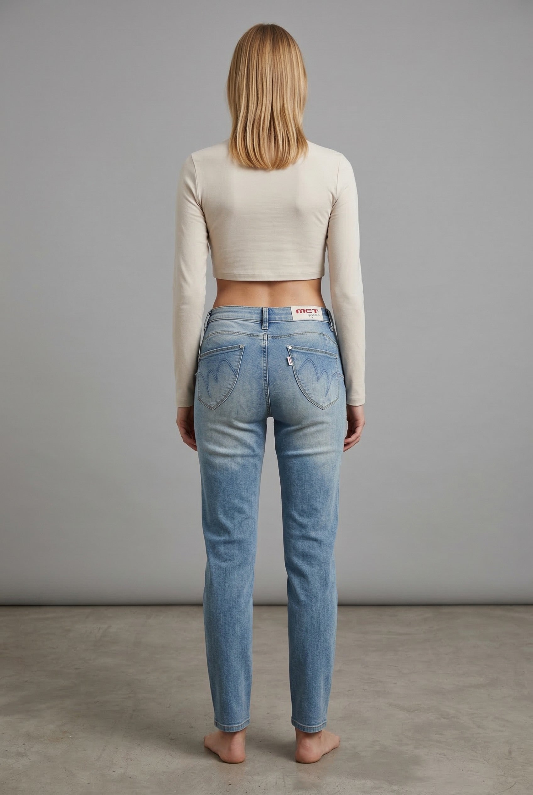 Jeans Donna Skinny Fit Denim Chiaro con Micro Strass – Vita Media, Effetto Luminoso