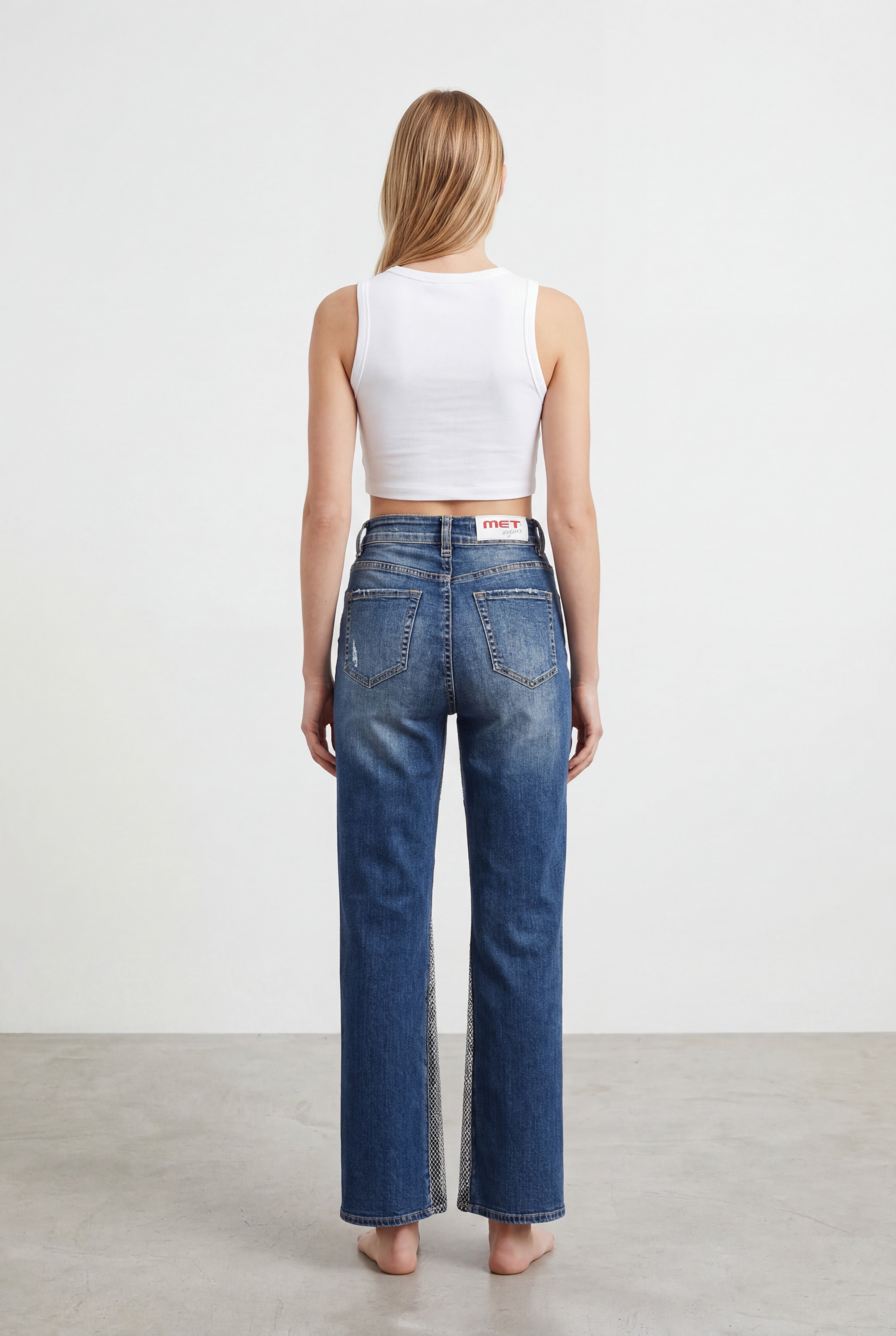 Jeans Donna Flare con Strass – Denim Blu, Vita Media