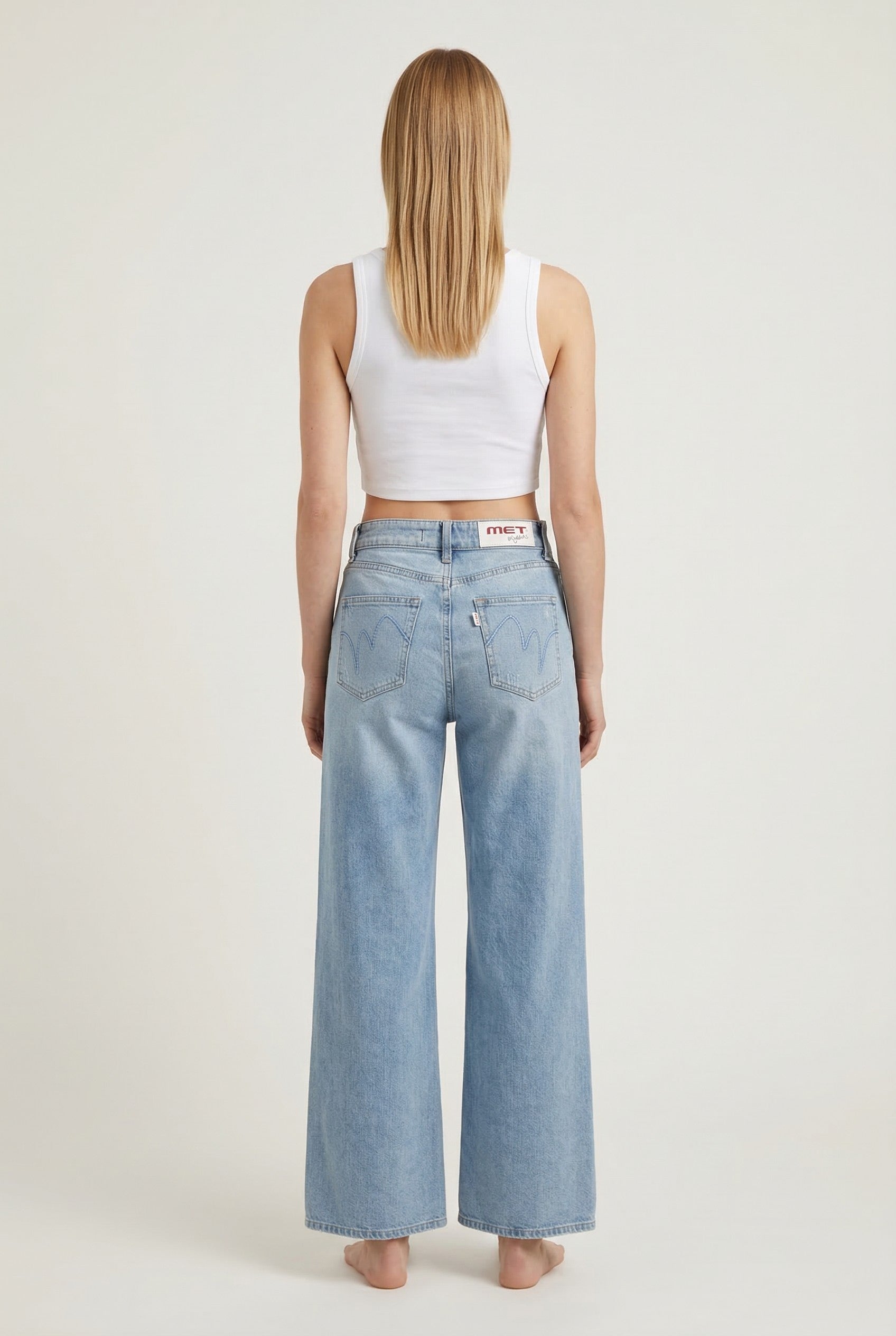 Jeans Donna Wide Leg Cropped – Denim Chiaro
