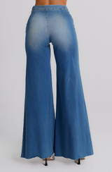 Jeans Donna Palazzo – Denim Chiaro Effetto Vintage Fluido