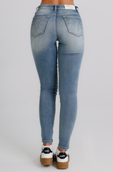 Jeans Donna Slim Fit Denim Chiaro – Vita Media, Effetto Second Skin