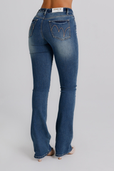 Jeans Donna Flare Fit Denim Medio – Vita Media, Gamba Svasata Effetto Slanciante
