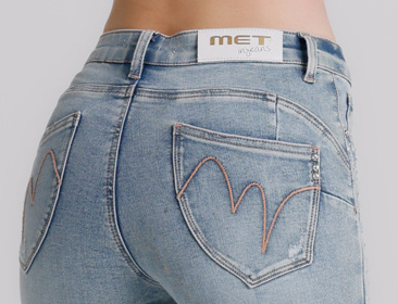 Jeans Donna Skinny Fit Denim Chiaro con Micro Strass – Vita Media, Effetto Second Skin